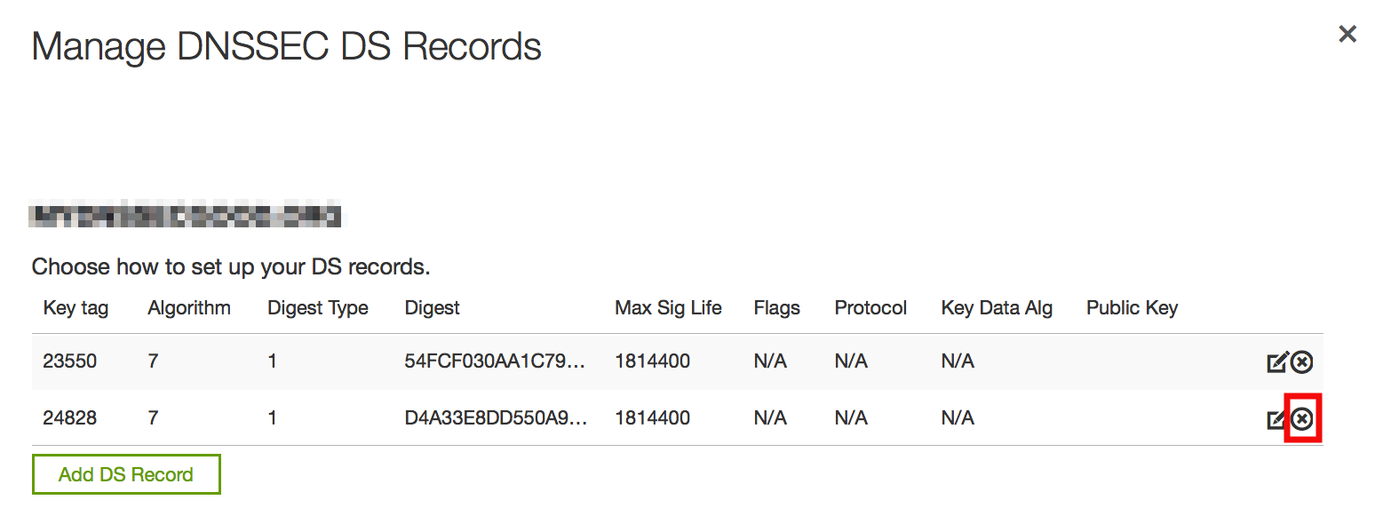 Remove DS Record Step #2